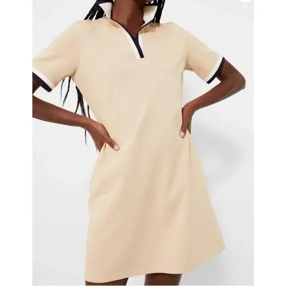 Tuckernuck Hutton Polo Mini Dress Beige Women's Size Small Preppy Pockets - Picture 2 of 10